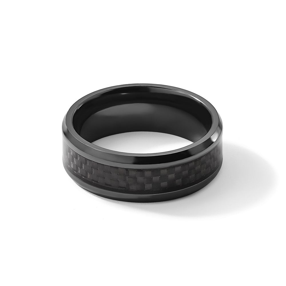 Black Zirconium Polished w/Black Carbon Fiber Inlay 8mm Band