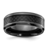 Black Zirconium Polished w/Black Carbon Fiber Inlay 8mm Band