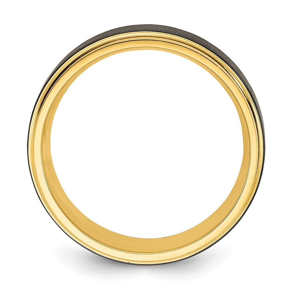 Black Zirconium Polished Yellow IP-plated w/Brushed Center 8mm Band