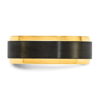 Black Zirconium Polished Yellow IP-plated w/Brushed Center 8mm Band