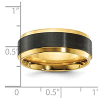 Black Zirconium Polished Yellow IP-plated w/Brushed Center 8mm Band