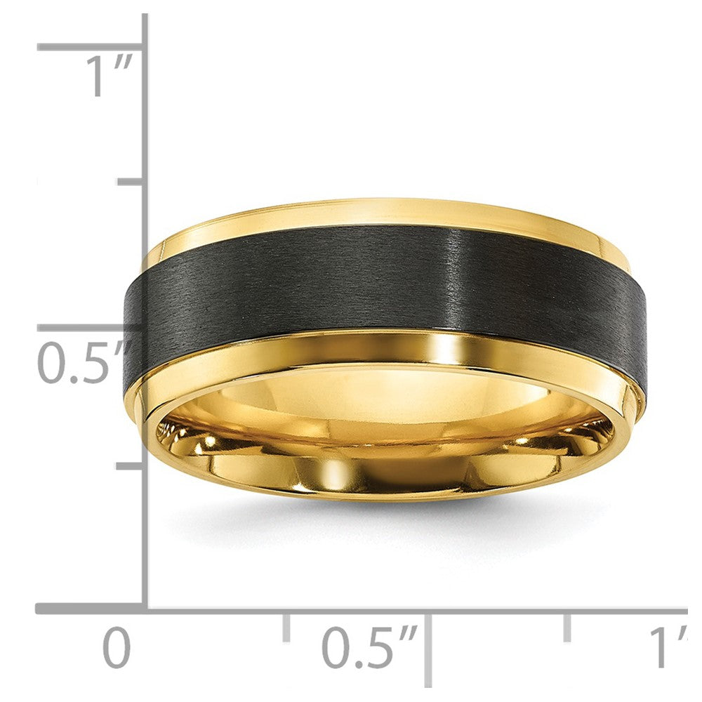 Black Zirconium Polished Yellow IP-plated w/Brushed Center 8mm Band