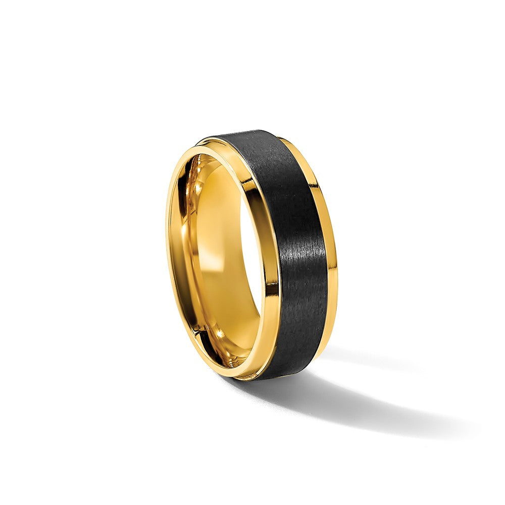 Black Zirconium Polished Yellow IP-plated w/Brushed Center 8mm Band