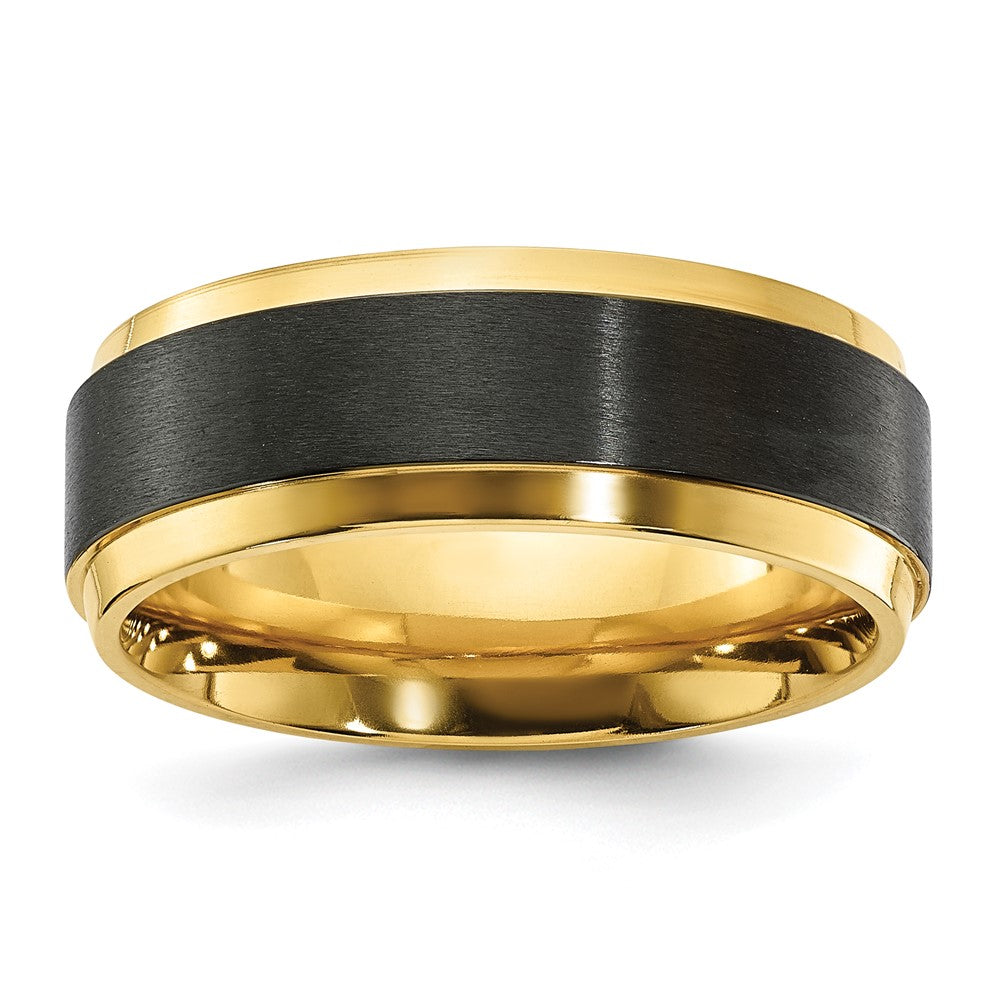 Black Zirconium Polished Yellow IP-plated w/Brushed Center 8mm Band