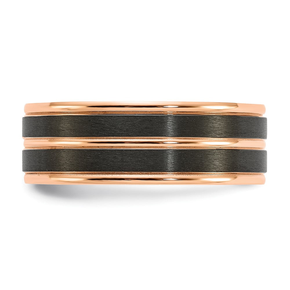 Black Zirconium Brushed and Polished Rose IP-plated 8mm Band