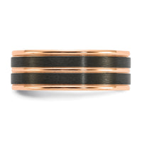 Black Zirconium Brushed and Polished Rose IP-plated 8mm Band