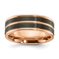 Black Zirconium Brushed and Polished Rose IP-plated 8mm Band