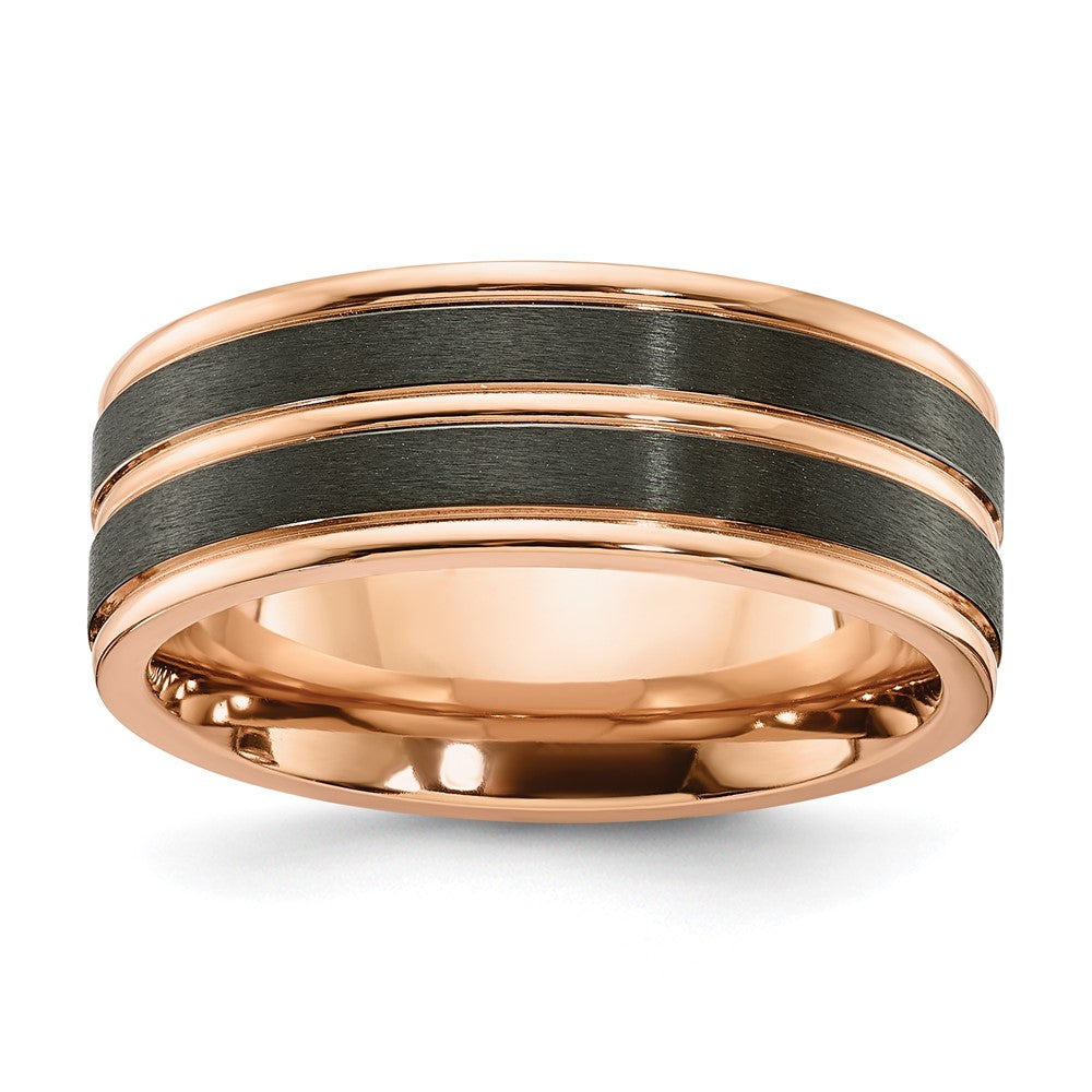 Black Zirconium Brushed and Polished Rose IP-plated 8mm Band