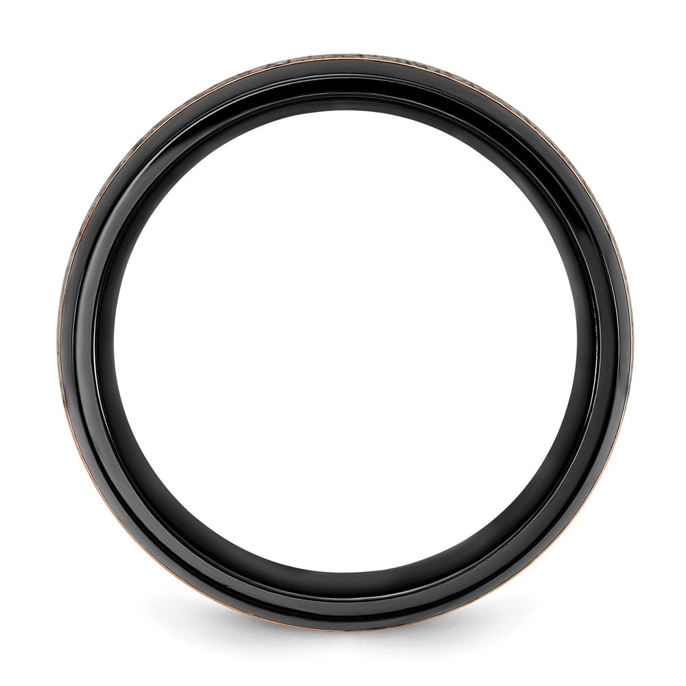 Black Zirconium Polished Rose IP-plated w/Antler Inlay 8mm Band