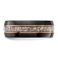 Black Zirconium Polished Rose IP-plated w/Antler Inlay 8mm Band