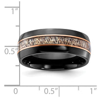Black Zirconium Polished Rose IP-plated w/Antler Inlay 8mm Band