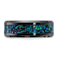Black Zirconium Polished with Imitation Opal Inlay 8mm Band
