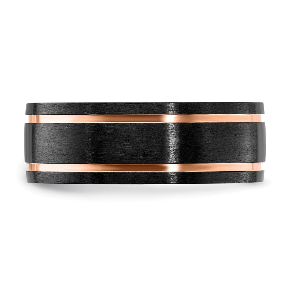 Black Zirconium Brushed & Polished Rose IP-plated 8mm Band