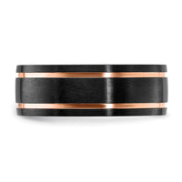 Black Zirconium Brushed & Polished Rose IP-plated 8mm Band