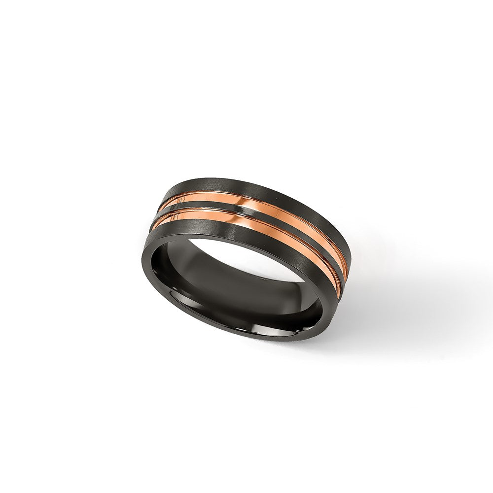 Black Zirconium Brushed and Polished Rose IP-plated 8.00mm Band