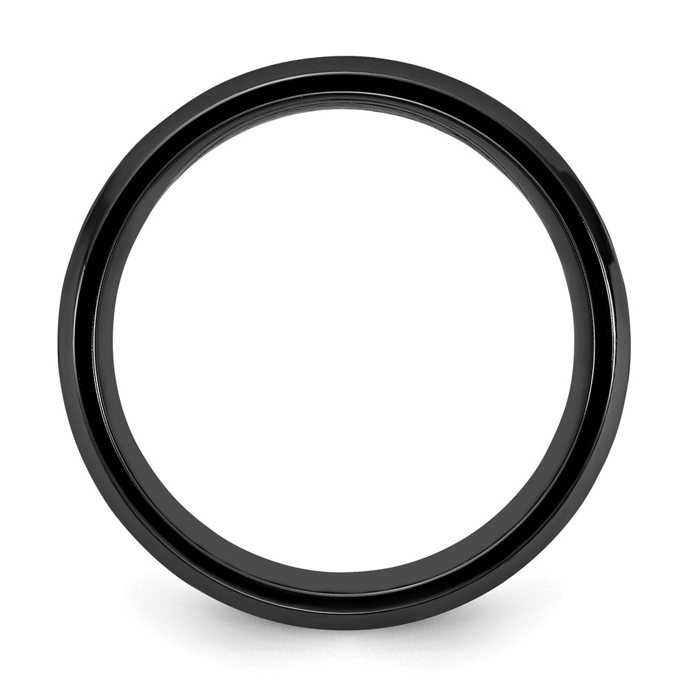 Black Zirconium Polished with Blue Imitation Opal Inlay 8.00mm Band