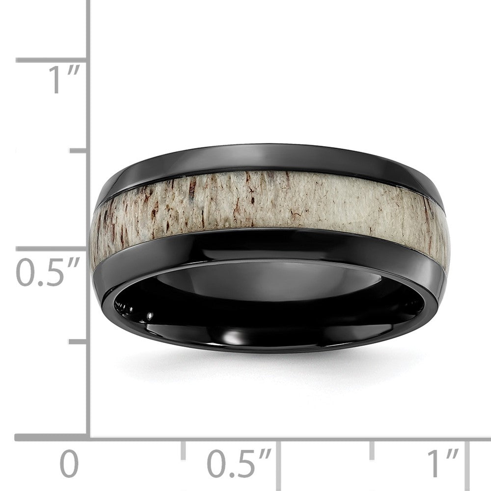Black Zirconium Polished with White Antler Inlay 8.00mm Band