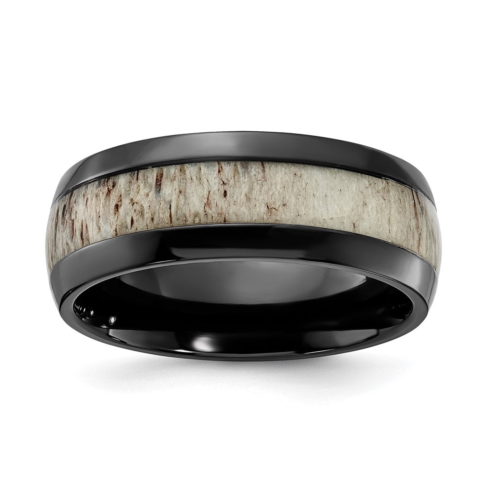 Black Zirconium Polished with White Antler Inlay 8.00mm Band