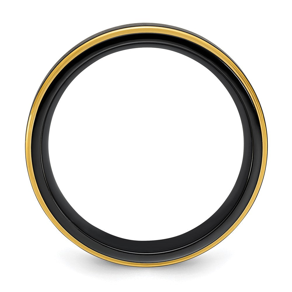Black Zirconium Polished Yellow IP-plated w/Brushed Black Center 8mm Band