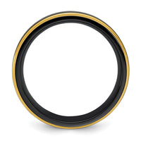 Black Zirconium Polished Yellow IP-plated w/Brushed Black Center 8mm Band