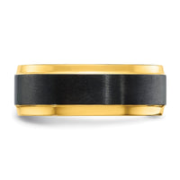 Black Zirconium Polished Yellow IP-plated w/Brushed Black Center 8mm Band