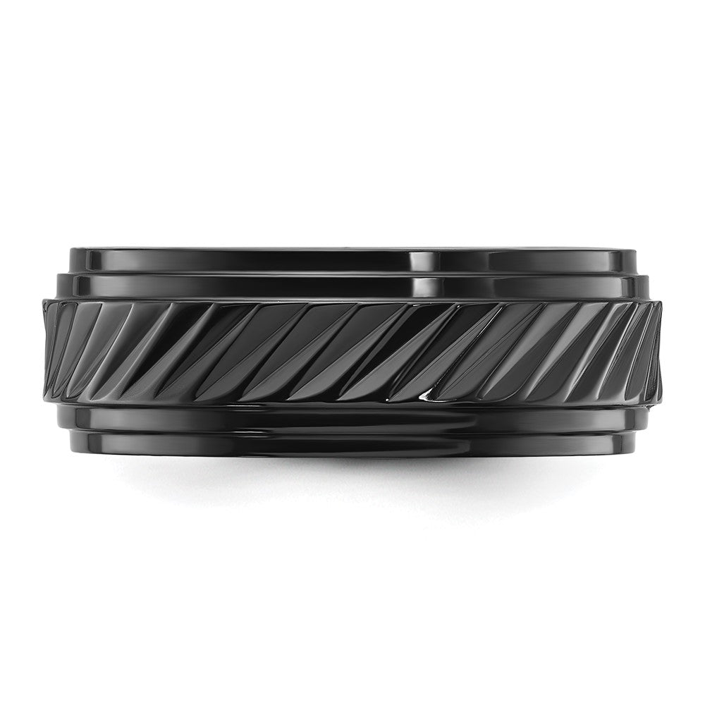 Black Zirconium Polished Grooved 8mm Band