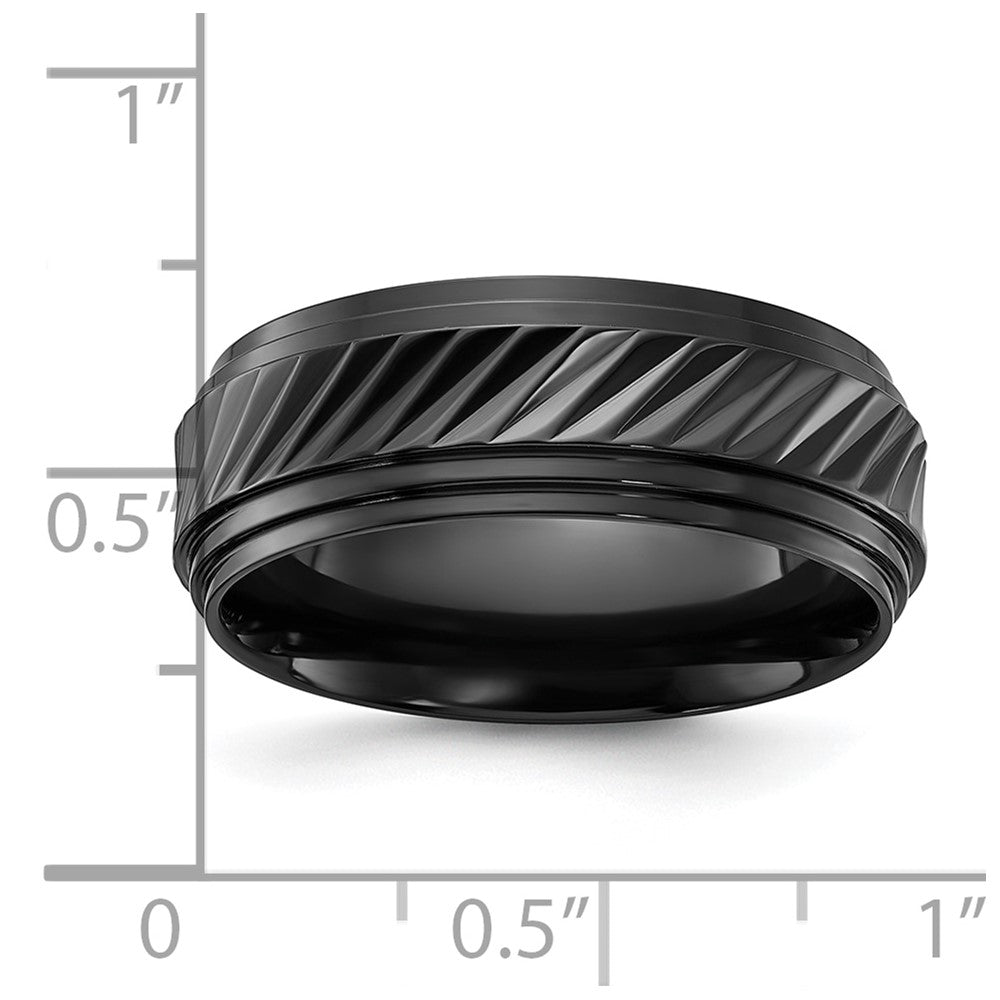 Black Zirconium Polished Grooved 8mm Band