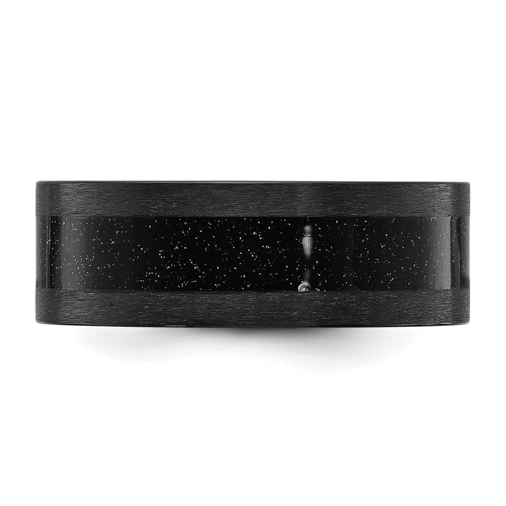 Black Zirconium Polished with Black Star Sandstone Inlay 8mm Band