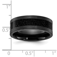 Black Zirconium Polished with Black Star Sandstone Inlay 8mm Band