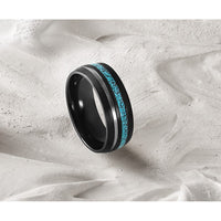 Black Zirconium Brushed & Polished w/Imit. Turquoise Inlay 8mm Band