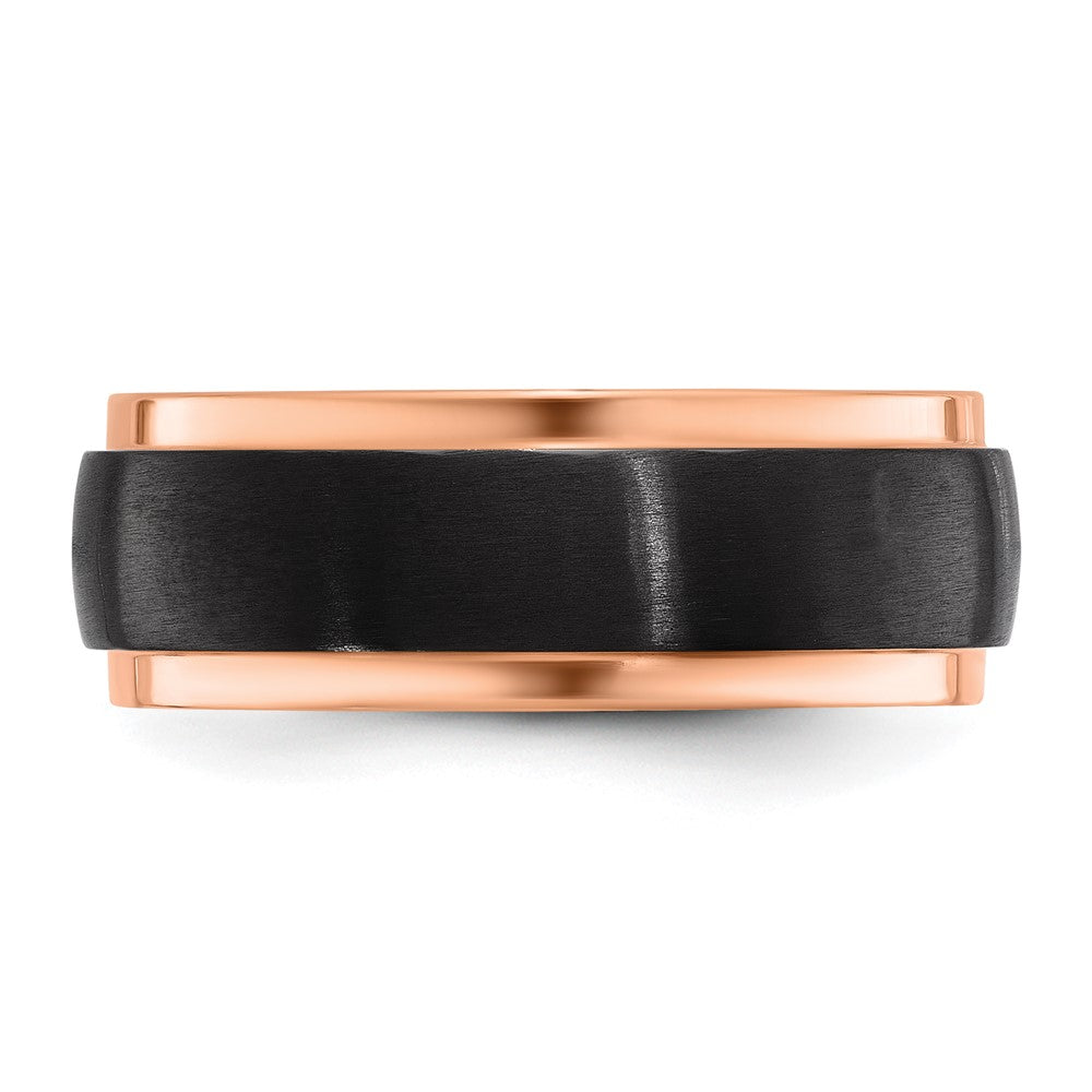 Black Zirconium Brushed and Polished Rose IP-plated 8mm Band