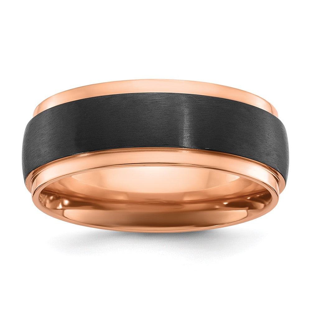 Black Zirconium Brushed and Polished Rose IP-plated 8mm Band