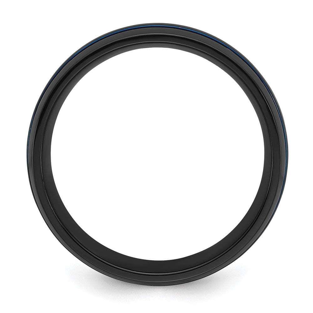 Black Zirconium Polished Blue IP-plated 8mm Band