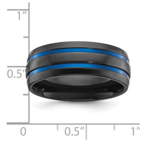 Black Zirconium Polished Blue IP-plated 8mm Band