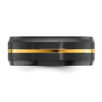 Black Zirconium Brushed and Polished Yellow IP-plated 8mm Band