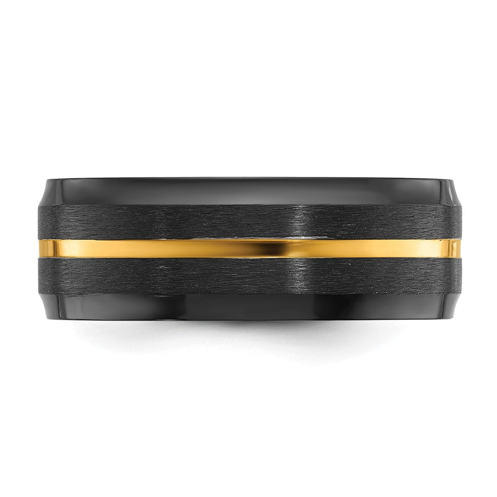 Black Zirconium Brushed and Polished Yellow IP-plated 8mm Band