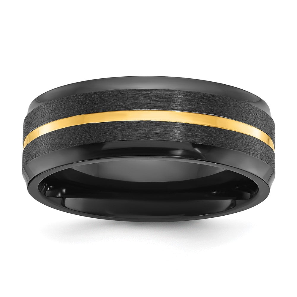 Black Zirconium Brushed and Polished Yellow IP-plated 8mm Band