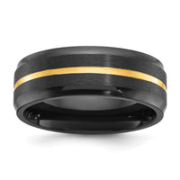 Black Zirconium Brushed and Polished Yellow IP-plated 8mm Band