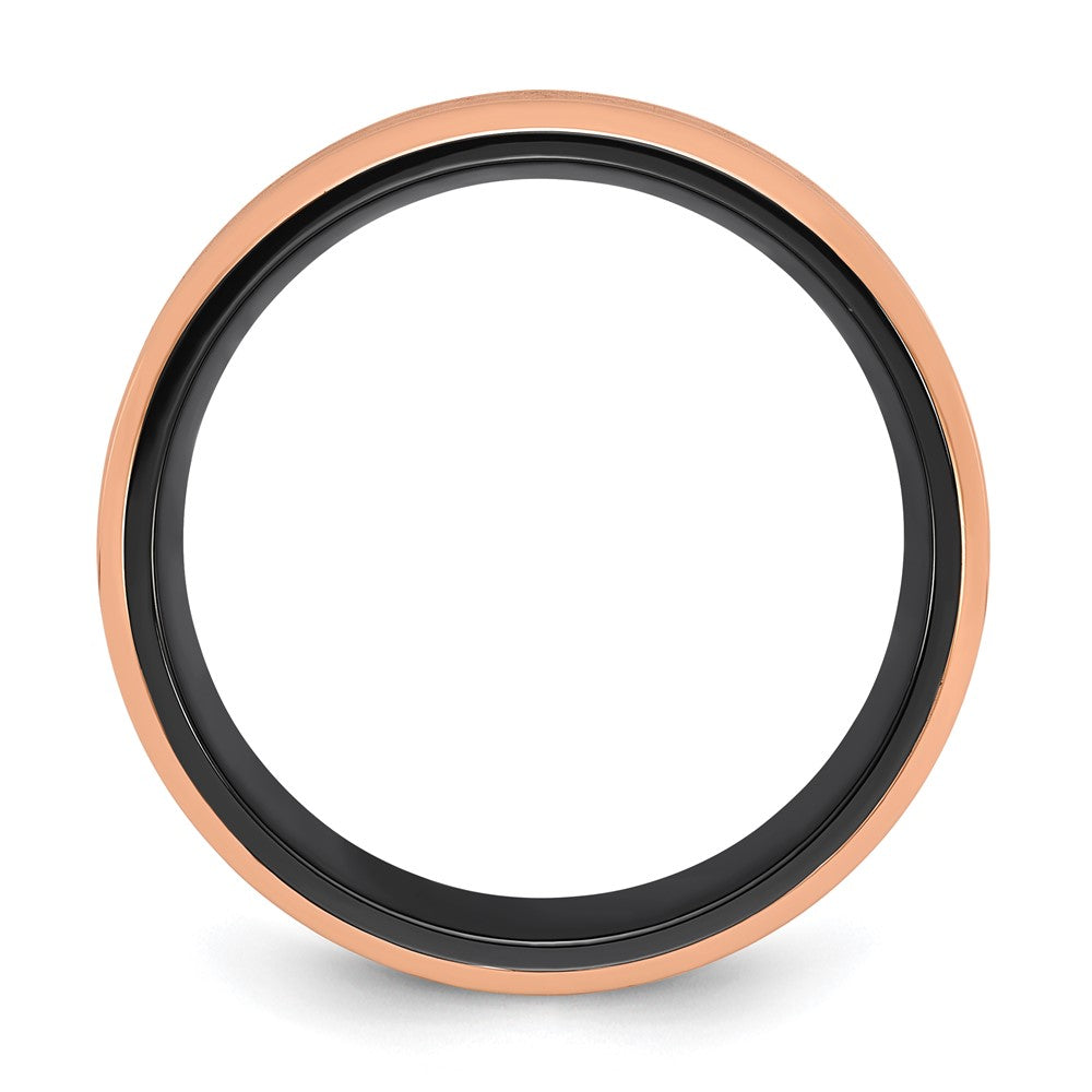 Black Zirconium Polished Rose IP Black Carbon Fiber Inlay 8mm Band