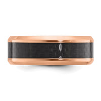 Black Zirconium Polished Rose IP Black Carbon Fiber Inlay 8mm Band