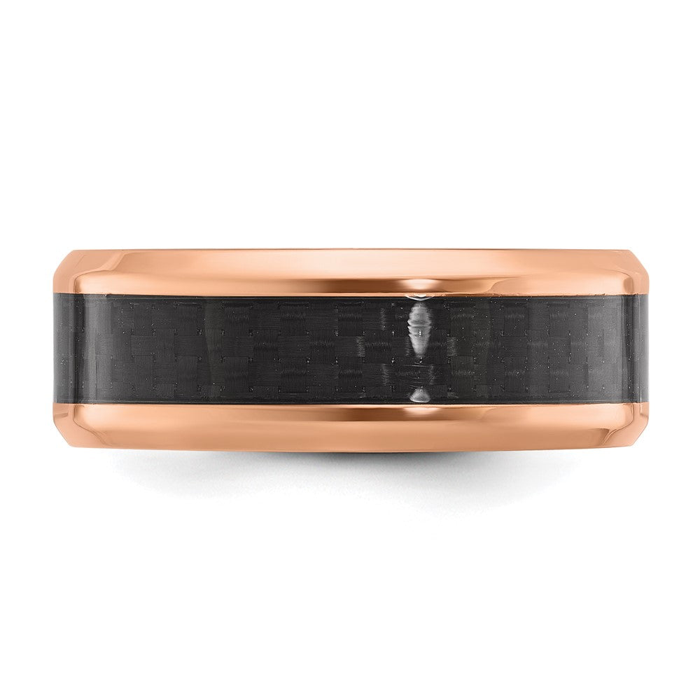 Black Zirconium Polished Rose IP Black Carbon Fiber Inlay 8mm Band
