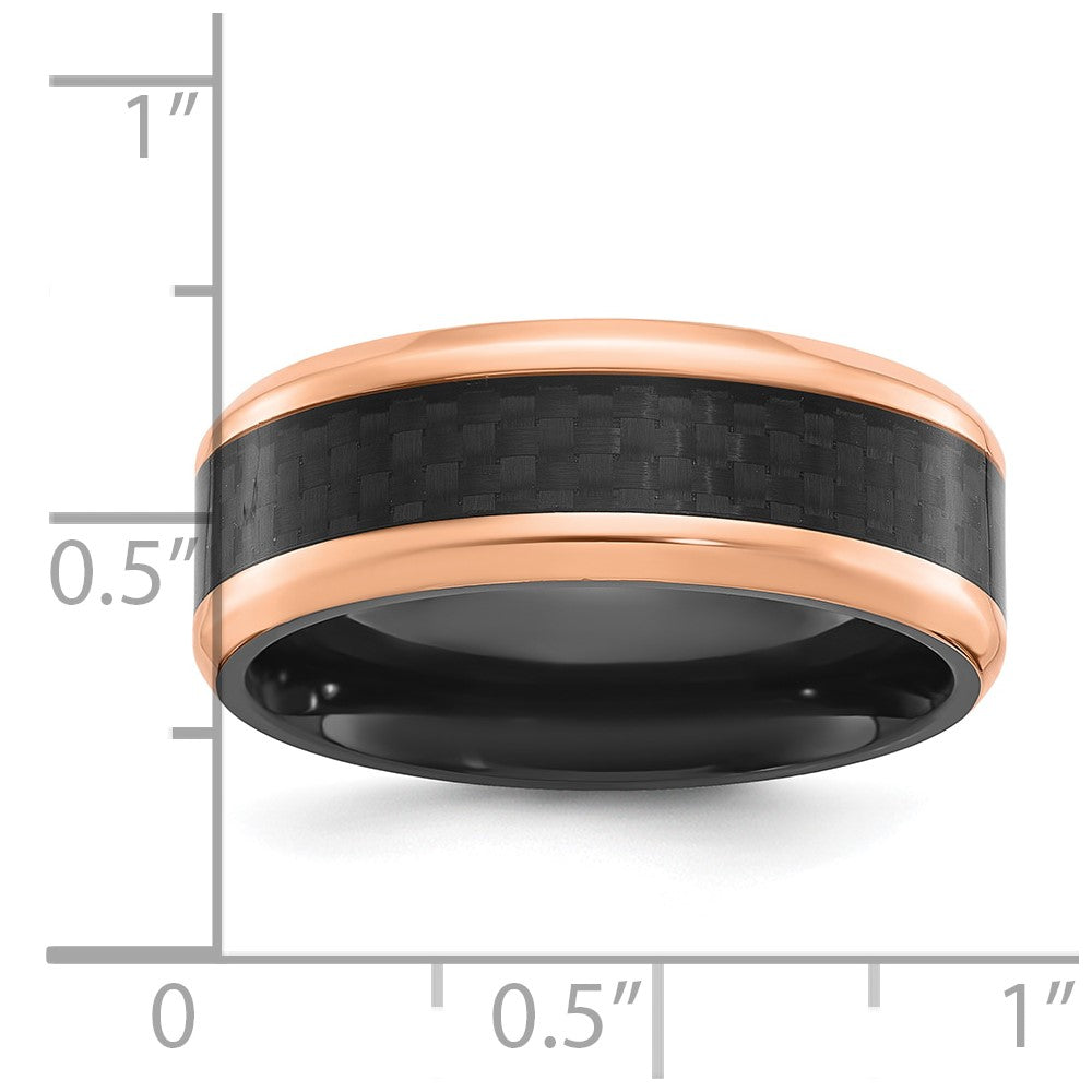 Black Zirconium Polished Rose IP Black Carbon Fiber Inlay 8mm Band