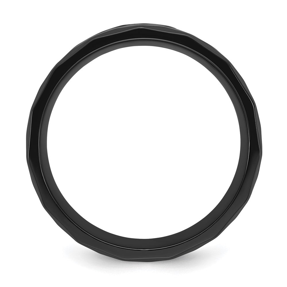 Black Zirconium Polished Faceted w/Wood and Deer Antler Inlay Band