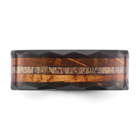 Black Zirconium Polished Faceted w/Wood and Deer Antler Inlay Band