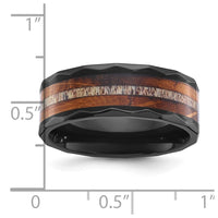 Black Zirconium Polished Faceted w/Wood and Deer Antler Inlay Band