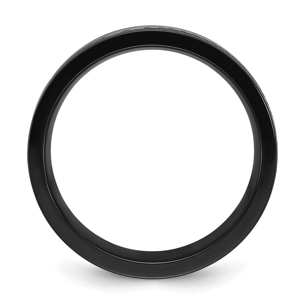 Black Zirconium Polished with Damascus Inlay 9mm Band