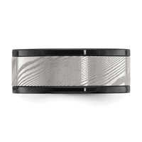 Black Zirconium Polished with Damascus Inlay 9mm Band