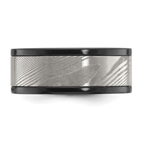 Black Zirconium Polished with Damascus Inlay 9mm Band