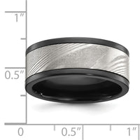 Black Zirconium Polished with Damascus Inlay 9mm Band