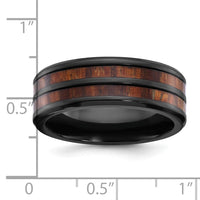 Black Zirconium Polished with Wood Inlay Center 8mm Band